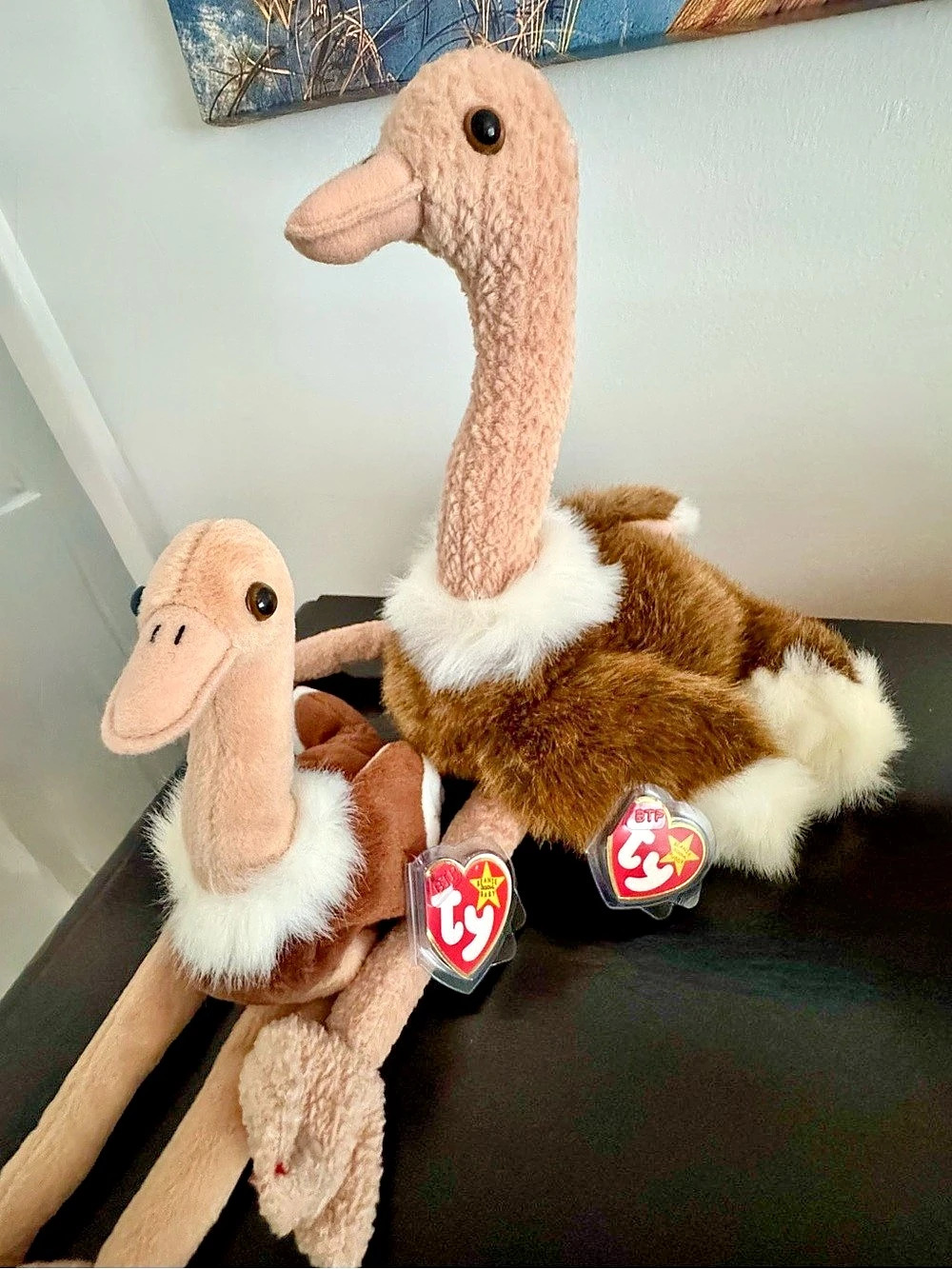 TY Beanie Baby & Buddy STRETCH Ostrich Plush Family Set NWT Vintage